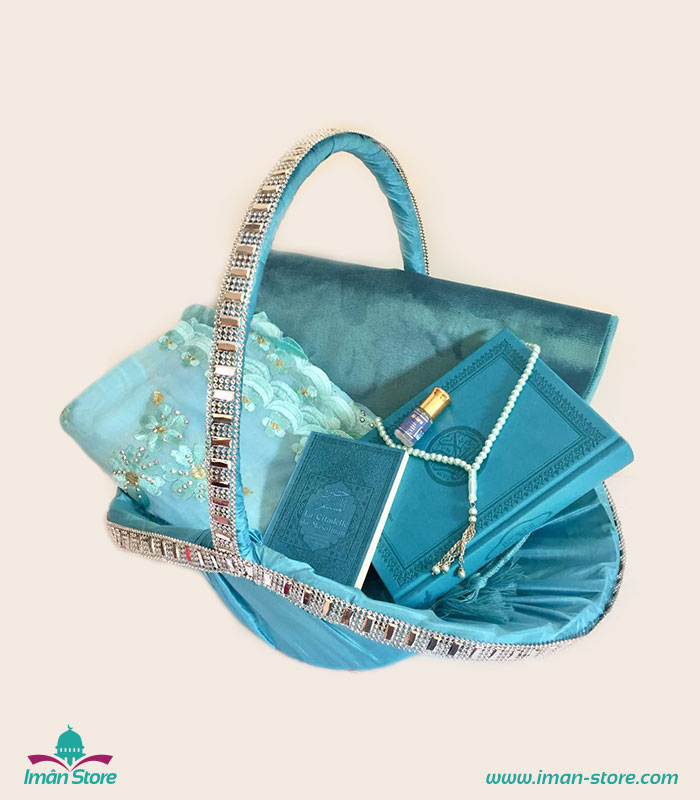 Boîte de Coran Lux Velvet, Coffret cadeau coran bleu, Cadeau de mariage  islamique
