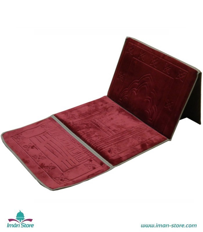 Tapis de prière pliable ultra confortable avec adossoir intégré (dossier -  chaise - support pour le dos pour s'adosser) avec sa sacoche